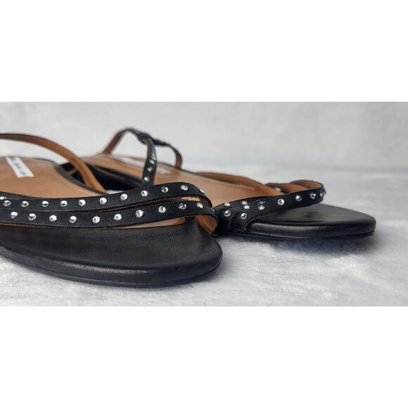 & Other Stories Leather Rhinestone Strappy Flat Sandals | Size 8 - Picture 7 of 9